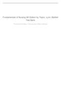 Fundamentals of Nursing 9th Edition by Taylor, Lynn, Bartlett Test Bank | Chapter 1-46 |Complete Guide A+