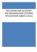 Test Bank for Accounting Information Systems 9th Edition James A Hall