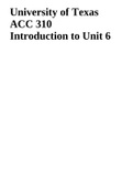 University of Texas ACC 310 Introduction to Unit 6