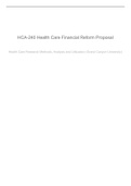 HCA 240 Assignment 7 Health Care Financial Reform Proposal