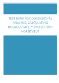 Test Bank For Dimensional Analysis, Calculating Dosages Safely 2nd Edition Horntvedt