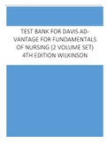 Test Bank For Davis Advantage For Fundamentals Of Nursing (2 Volume Set) 4th Edition Wilkinson