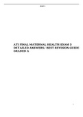 ATI FINAL MATERNAL HEALTH EXAM 3 DETAILED ANSWERS/ BEST REVISION GUIDE GRADED A