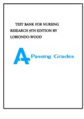 TEST BANK FOR NURSING RESEARCH 9TH EDITION BY LOBIONDO-WOOD.