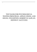 TEST BANK FOR PSYCHOLOGICAL TESTING PRINCIPLES&comma; APPLICATIONS&comma; AND ISSUES&comma; 9TH EDITION&comma; ROBERT M&period; KAPLAN&comma; DENNIS P&period; SACCUZZO