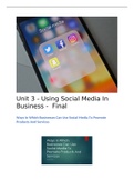 2023 Unit 3 Using Social Media in Business - Assignment 1, 2 and 3 (Full assignments at Distinction level) (ALL YOU NEED TO GET A DISTINCTION)