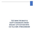 TEST BANK FOR BAILEY & SCOTT’S DIAGNOSTIC MICROBIOLOGY 13TH EDITION PATRICIA TILLE ISBN: 9780323083300