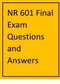 NR 601 Final Exam Questions and Answers