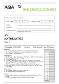 AQA MATHEMATICS 2020-2021 &lpar;GRADED A&plus;&rpar;Best paper