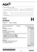GCSE SPANISH Higher Tier Paper 3 Reading 2022