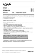  AQA GCSE SPANISH Higher Tier Paper 1 Listening Test Transcript