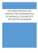 Test Bank For Davis Advantage For Fundamentals Of Nursing &lpar;2 Volume Set&rpar; 4th Edition Wilkinson