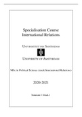 Specialization International Course UvA MSc Relations FULL NOTES
