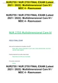 NUR2755 &sol; NUR 2755 FINAL EXAM &lpar;Latest 2021 &sol; 2022&rpar;&colon; Multidimensional Care IV &sol; MDC 4 - Rasmussen