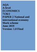 AQA A-level ECONOMICS 7136/2 PAPER 2 National and international economy Mark scheme June 2019