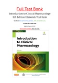 Introduction to Clinical Pharmacology 8th Edition Edmunds Test Bank