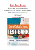 Brown and Mulholland’s Drug Calculations 11th Edition Tritak Test Bank