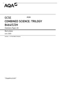 GCSE COMBINED SCIENCE: TRILOGY 8464/C/2H Chemistry Paper 2H Mark scheme June 2020