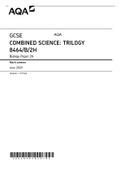 GCSE COMBINED SCIENCE: TRILOGY 8464/B/2H Biology Paper 2H Mark scheme June 2020