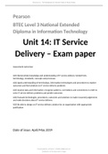 Unit 14 Service Delivery EXAM PAPER questions 2023
