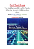 Test Bank for  Burns and Grove The Practice of Nursing Research 9th Edition Gray Grove