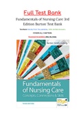 Fundamentals of Nursing Care 3rd Edition Burton Test Bank