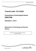 Tutorial Letter 101&sol;3&sol;2020 Contemporary Criminological Issues CMY3706 Semesters 1 and 2