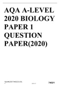 AQA A-LEVEL 2020 BIOLOGY PAPER 1 