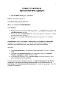 Public Relations and Reputation Management: ALL LECTURE NOTES