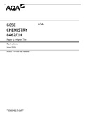 GCSE CHEMISTRY 8462&sol;1H Paper 1 Higher Tier Mark scheme June 2020