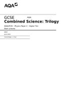 GCSE Combined Science: Trilogy 8464/P/2H – Physics Paper 2 – Higher Tier Mark scheme 
