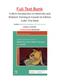 Leifer&rsquo;s Introduction to Maternity and Pediatric Nursing in Canada 1st Edition Leifer Test Bank