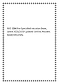 NSG 6006 Pre specialty Evaluation Exam, Latest 2020 2021 Updated Verified Answers, South University.