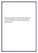 AQA A Level Business Unit Assessment3.3 Decision Making To Improve Marketing Performance.