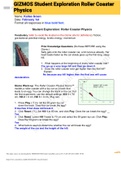Exam (elaborations) GIZMOS Student Exploration Roller Coaster Physics 