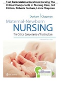 test bank Maternal-Newborn Nursing : The Critical Components of Nursing Care by Linda Chapman and Roberta Durham (2018, Trade Paperback, Revised edition)