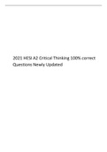 2021 HESI A2 Critical Thinking 100% correct Questions Newly Updated.
