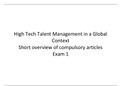 High Tech Talent Management in a Global Context - Talent inflow short article overview (exam 1)