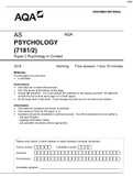 AS PSYCHOLOGY (7181/2) Paper 2 Psychology in Context