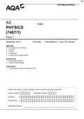 AS PHYSICS &lpar;7407&sol;1&rpar; Paper 1 