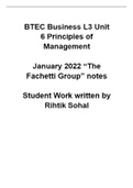 NEW Summary Unit 6 January 2022 COMPLETE NOTES (The Fachetti Group) Principles of Management