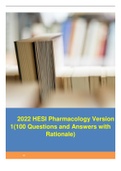 2022 HESI Pharmacology Version 1 (100 Questions and Answers with Rationale) latest Update 