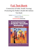Community & Public Health Nursing&colon; Promoting the Public's Health 8th Edition Test Bank