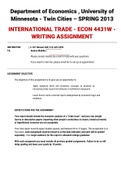INTERNATIONAL TRADE - ECON 4431W - WRITING ASSIGNMENT