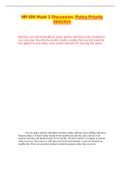 NR 506 Week 2 Discussion&comma; Policy-Priority Selection