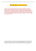 NR 506 Week 8 Discussion