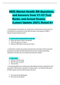 HESI Mental Health RN Questions and Answers from V1-V3 Test Banks and Actual Exams (Latest Update 2021) Rated A+