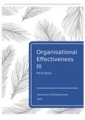 Organisational Effectiveness: How effective an organisation is achieving its desired outcomes