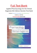 Applied Pharmacology for the Dental Hygienist 8th Edition Haveles Test Bank