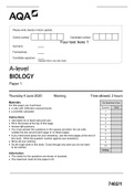 AQA A-LEVEL BIOLOGY PAPER 1 2020 QUESTION PAPER(VERIFIED QUESTIONS 2020)